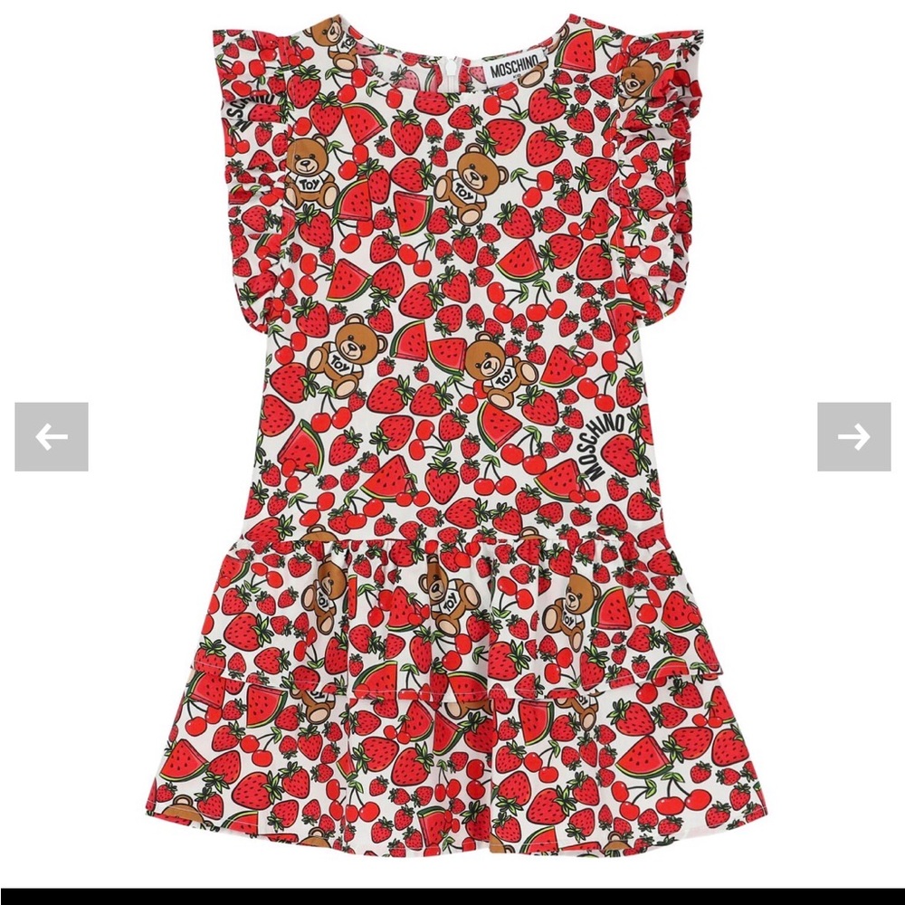 Moschino Kids Red and White Bear Strawberry Dress